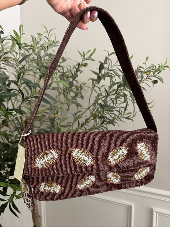 T.J.Maxx Handbags - SOL AND MER football motif fully beaded shoulder bag with charm